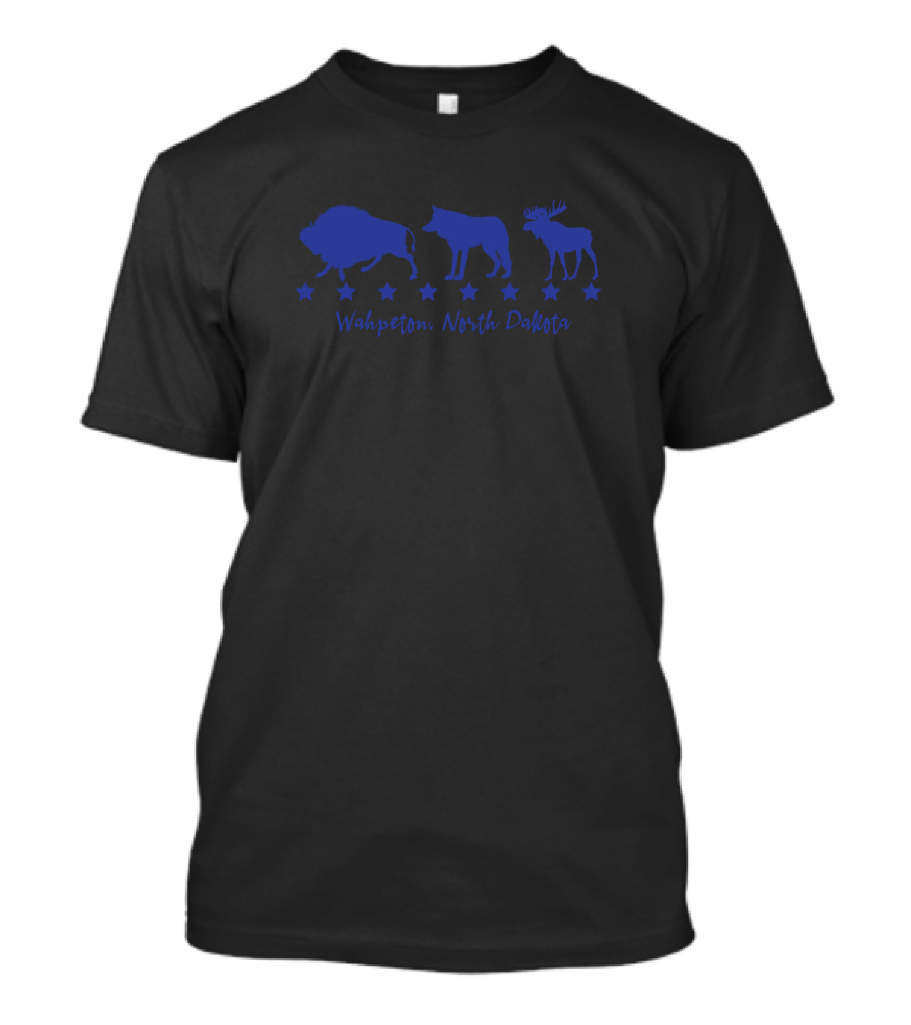 Wahpeton North Dakota Buffalo Wolf Moose Stars T-Shirt