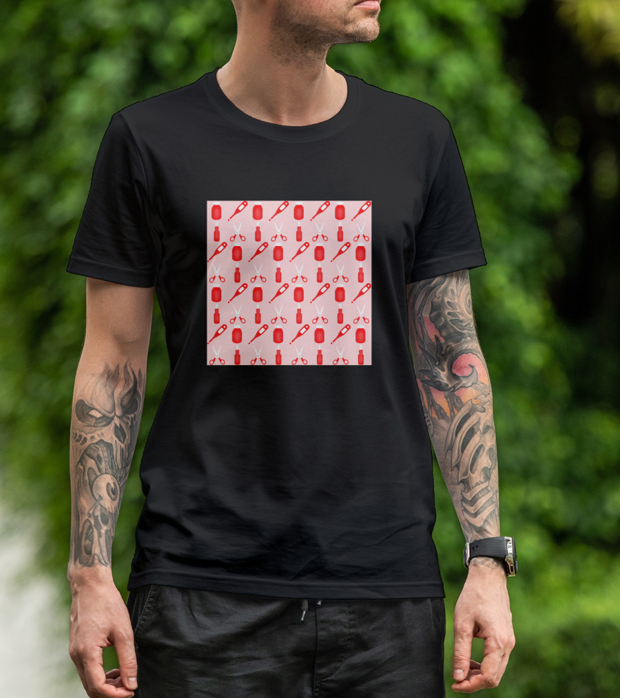 New Neck Gaiter Nurse Pattern With Thermometer Scissors And Pills T-Shirt