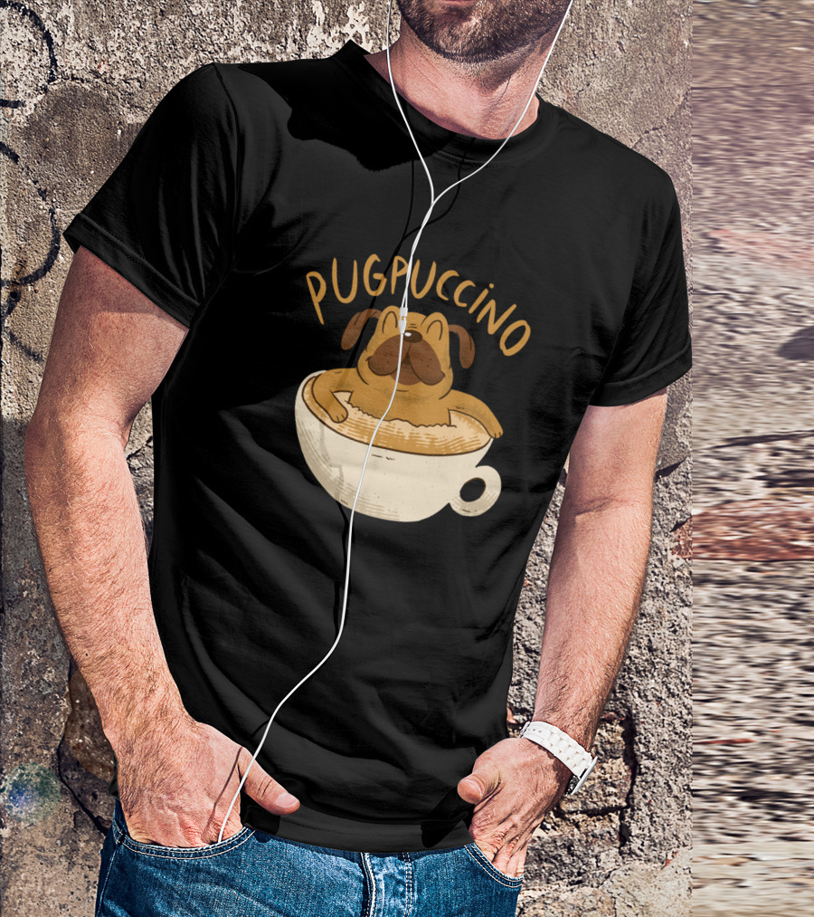 Pugpuccino Cute Pug Relaxing In Cup T-Shirt