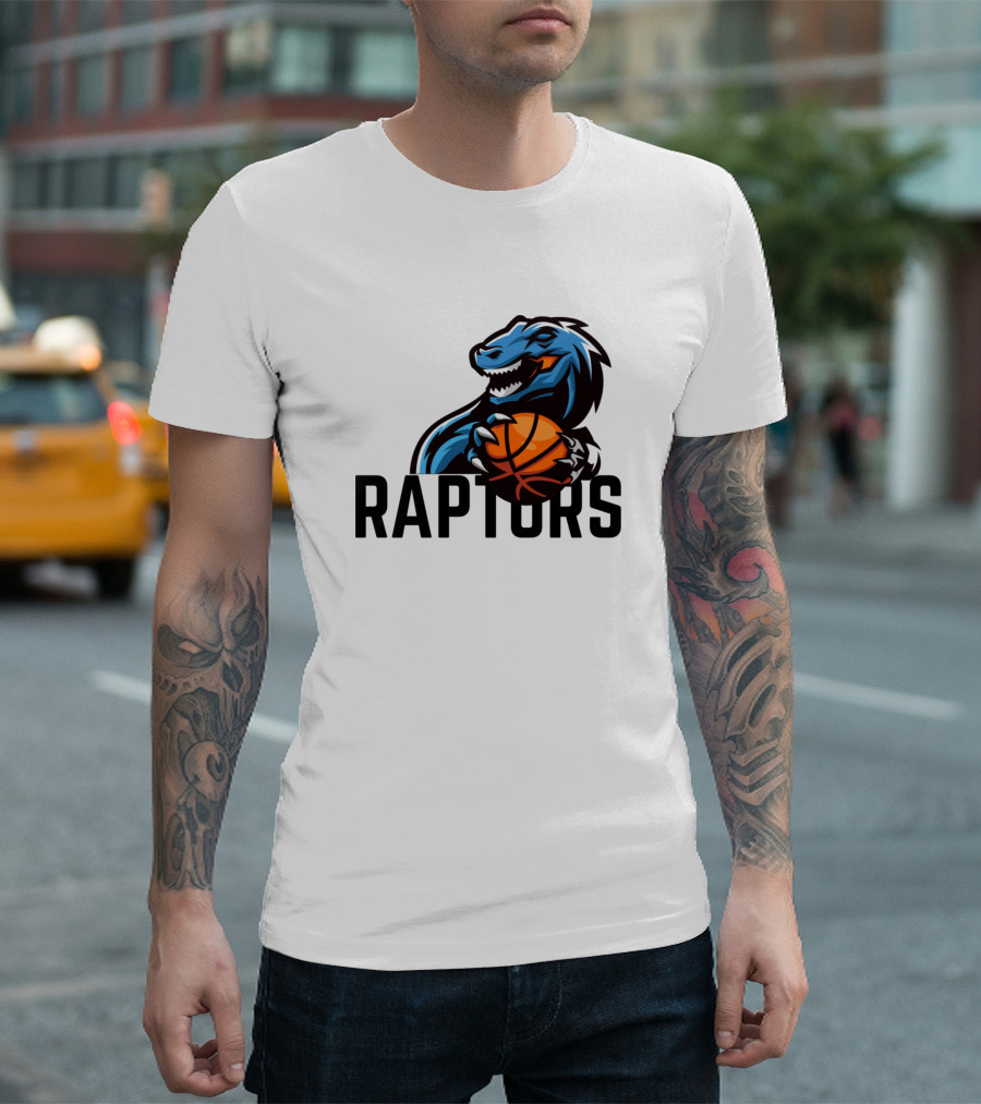 Raptors Basketball Dino Holding Ball T-Shirt