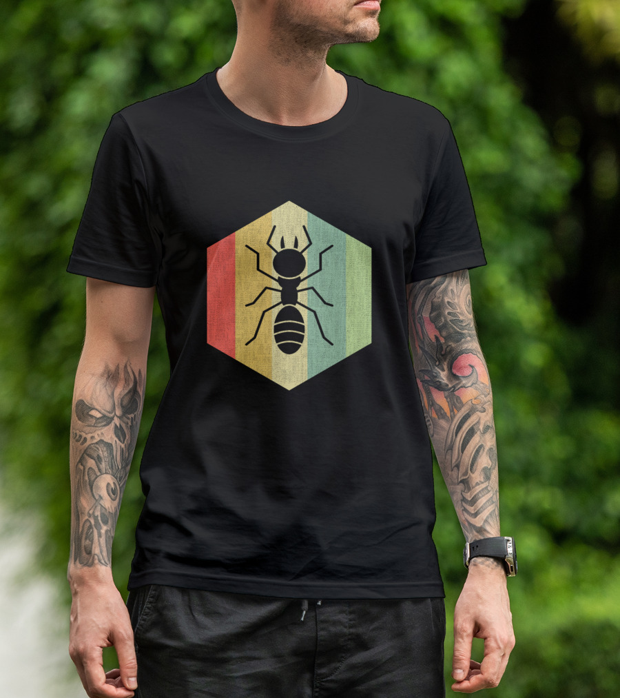 Vintage Myrmecology Ant Collector Retro Stripes T-Shirt