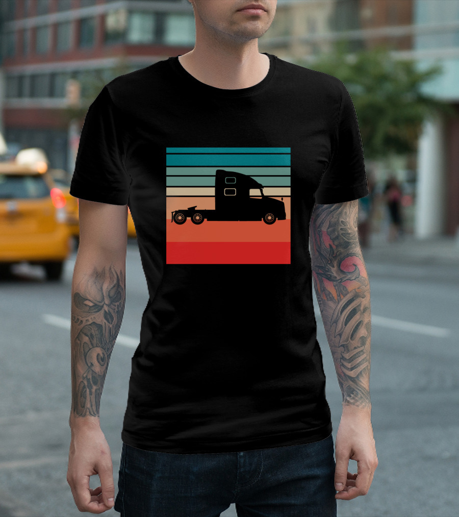 Retro Tractor Unit Sunset T-Shirt