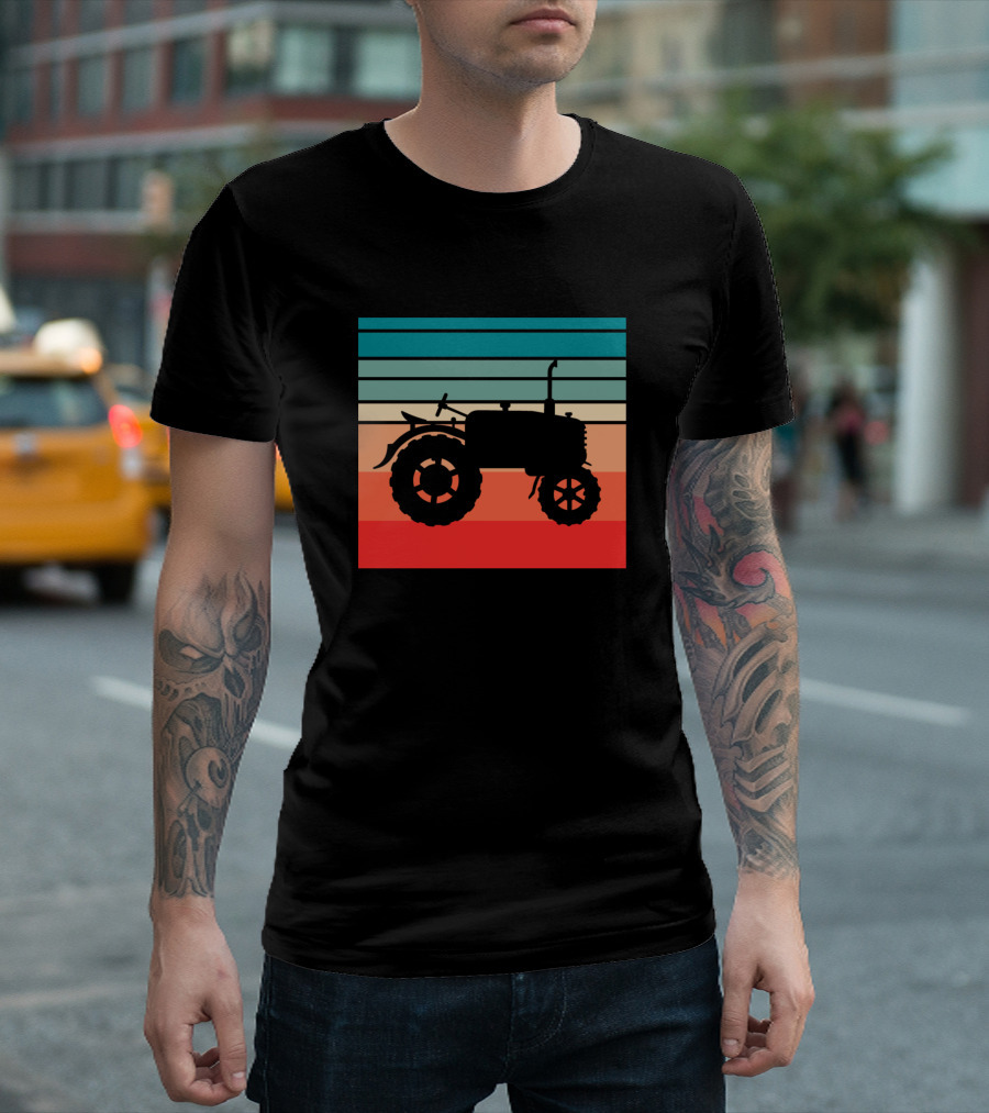 Retro Tractor Vintage Sunset T-Shirt