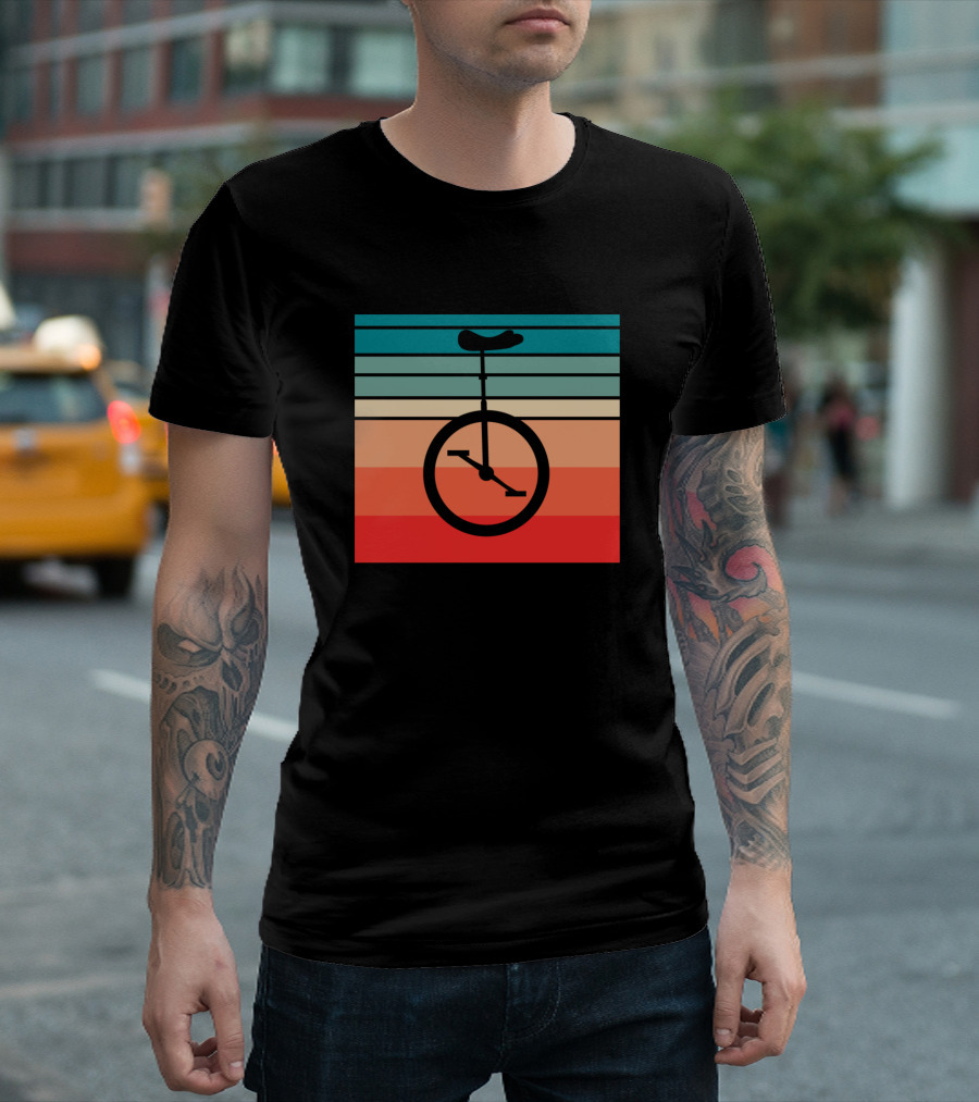 Retro Vintage Sunset Unicycle T-Shirt