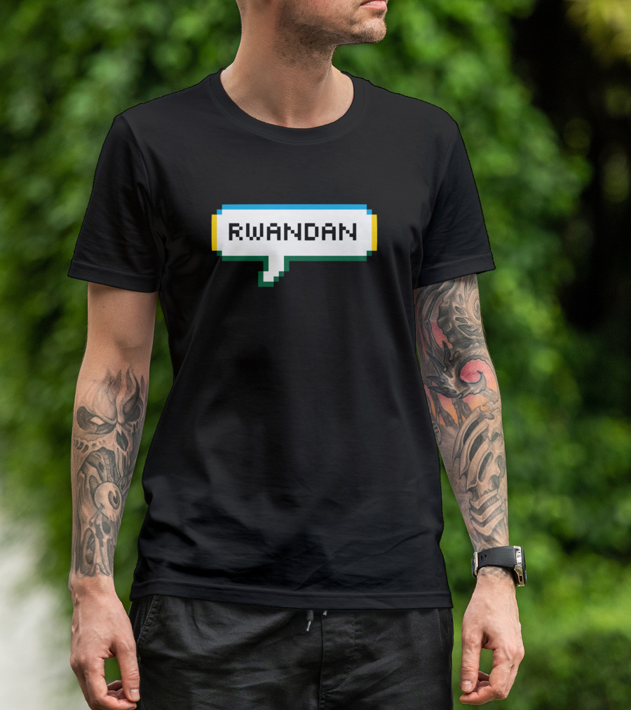 Rwandan Speech Bubble Pixel Text T-Shirt