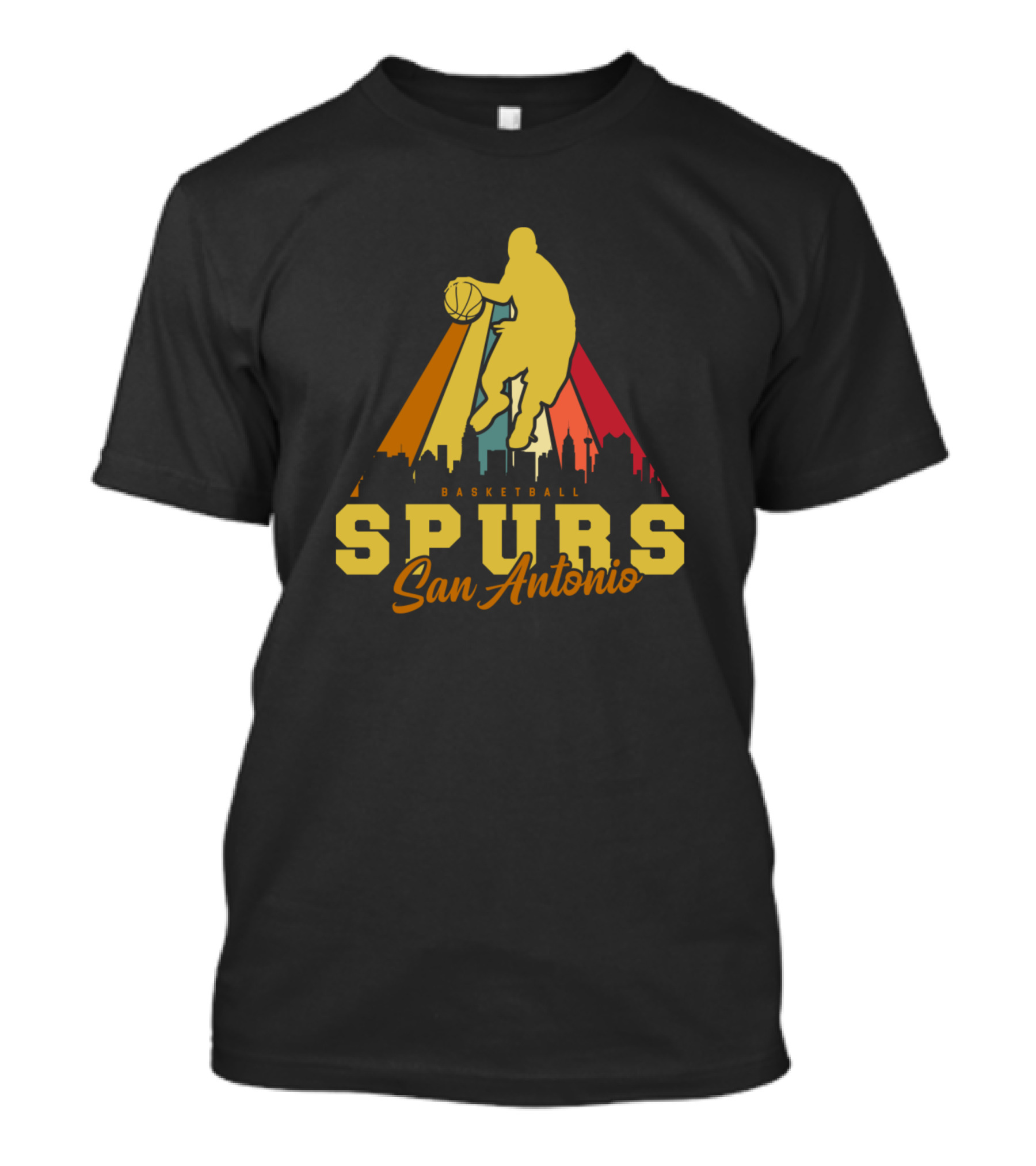 Spurs San Antonio Basketball Skyline Retro T-Shirt