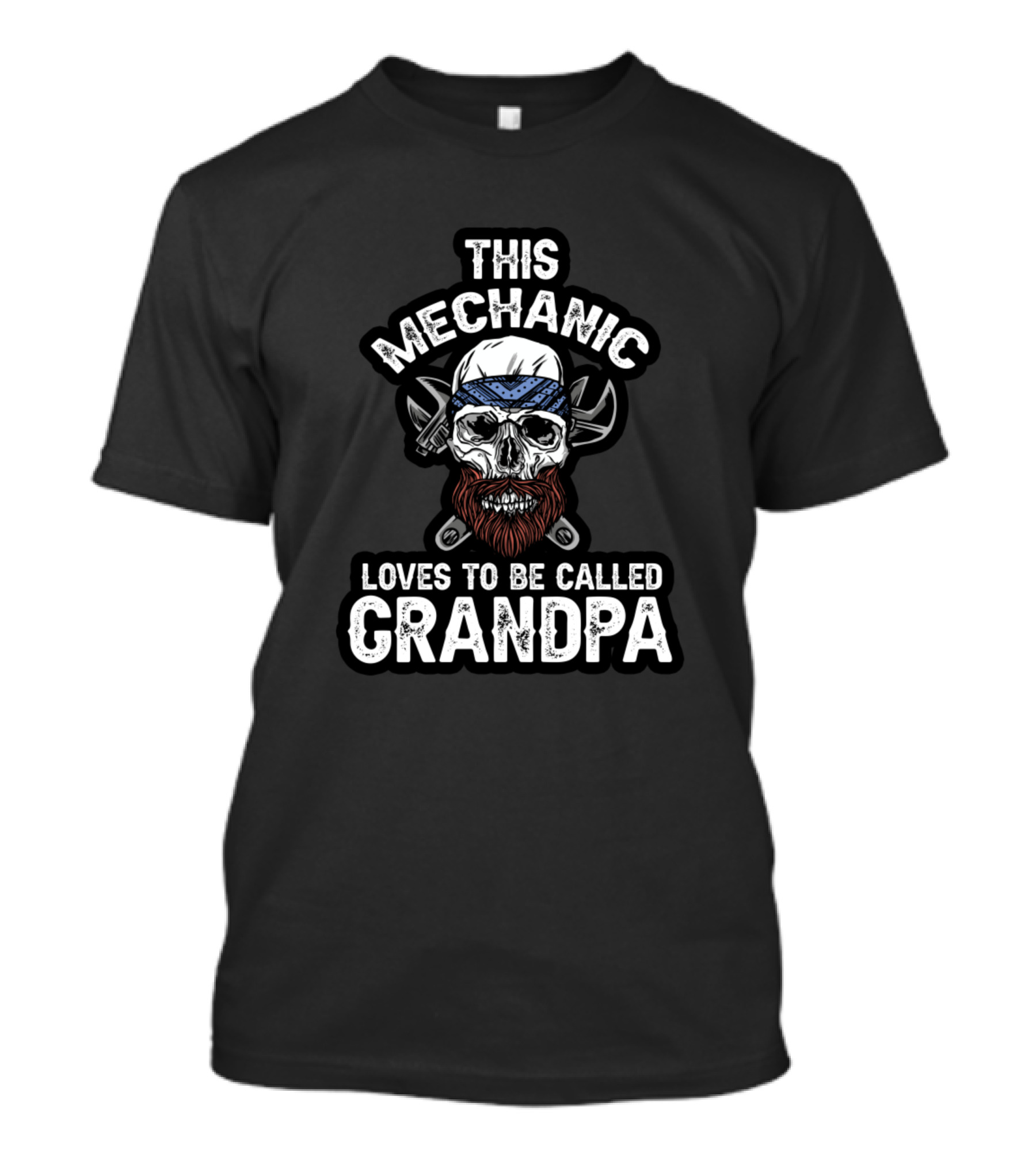 This Mechanic Grandpa Skull Wrench Bandana Beard T-Shirt