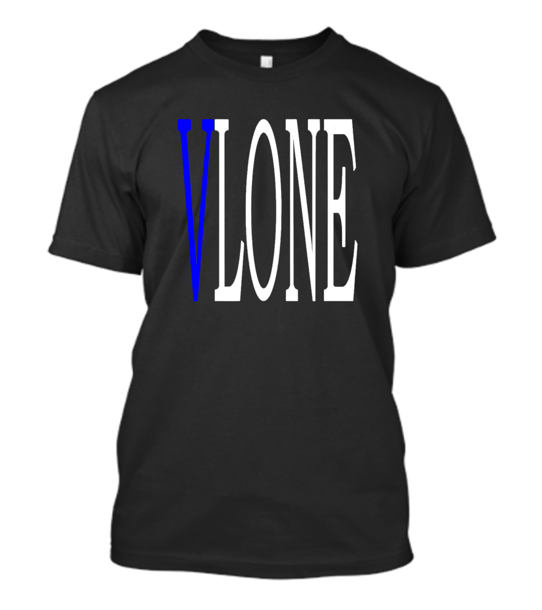 Vlone Bold Blue And White Text T-Shirt