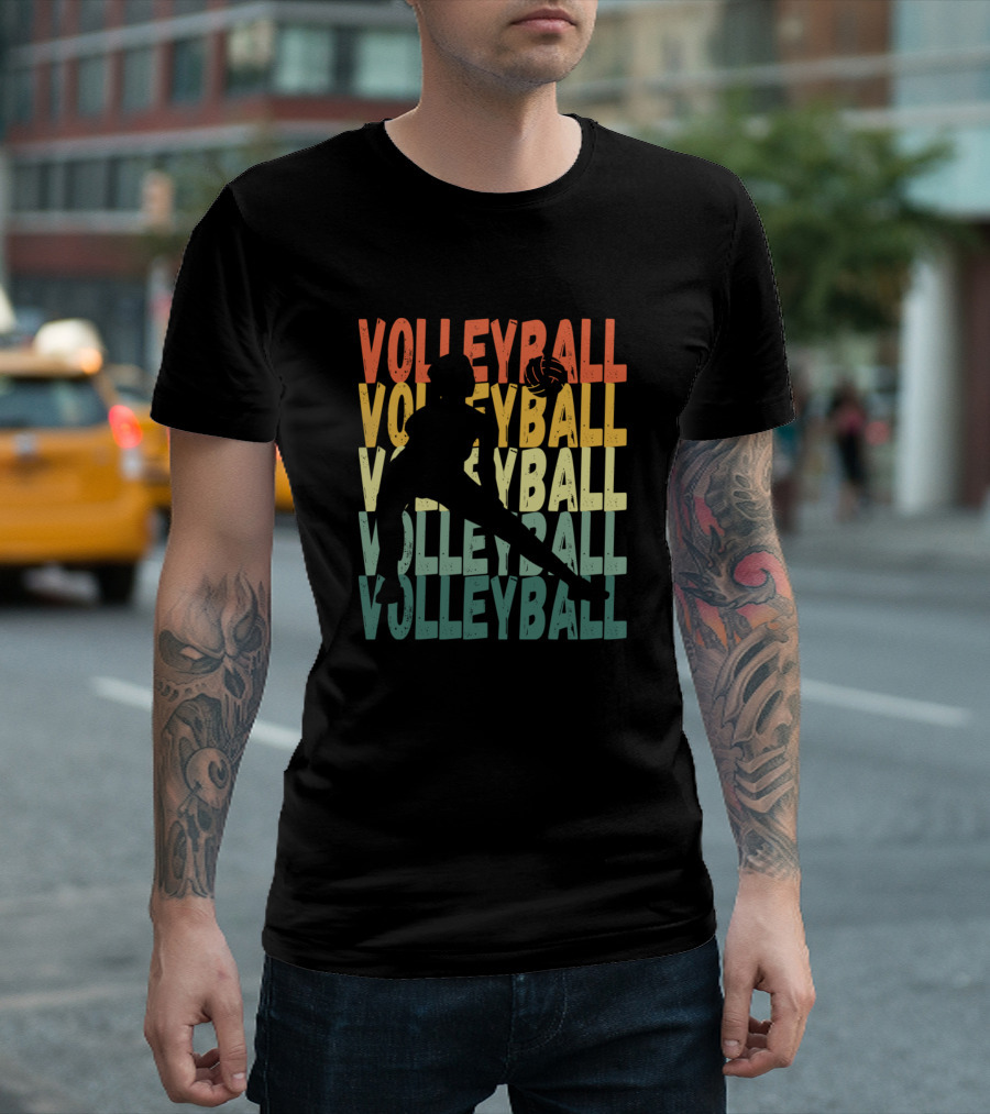 Volleyball Girl Silhouette With Retro Text T-Shirt