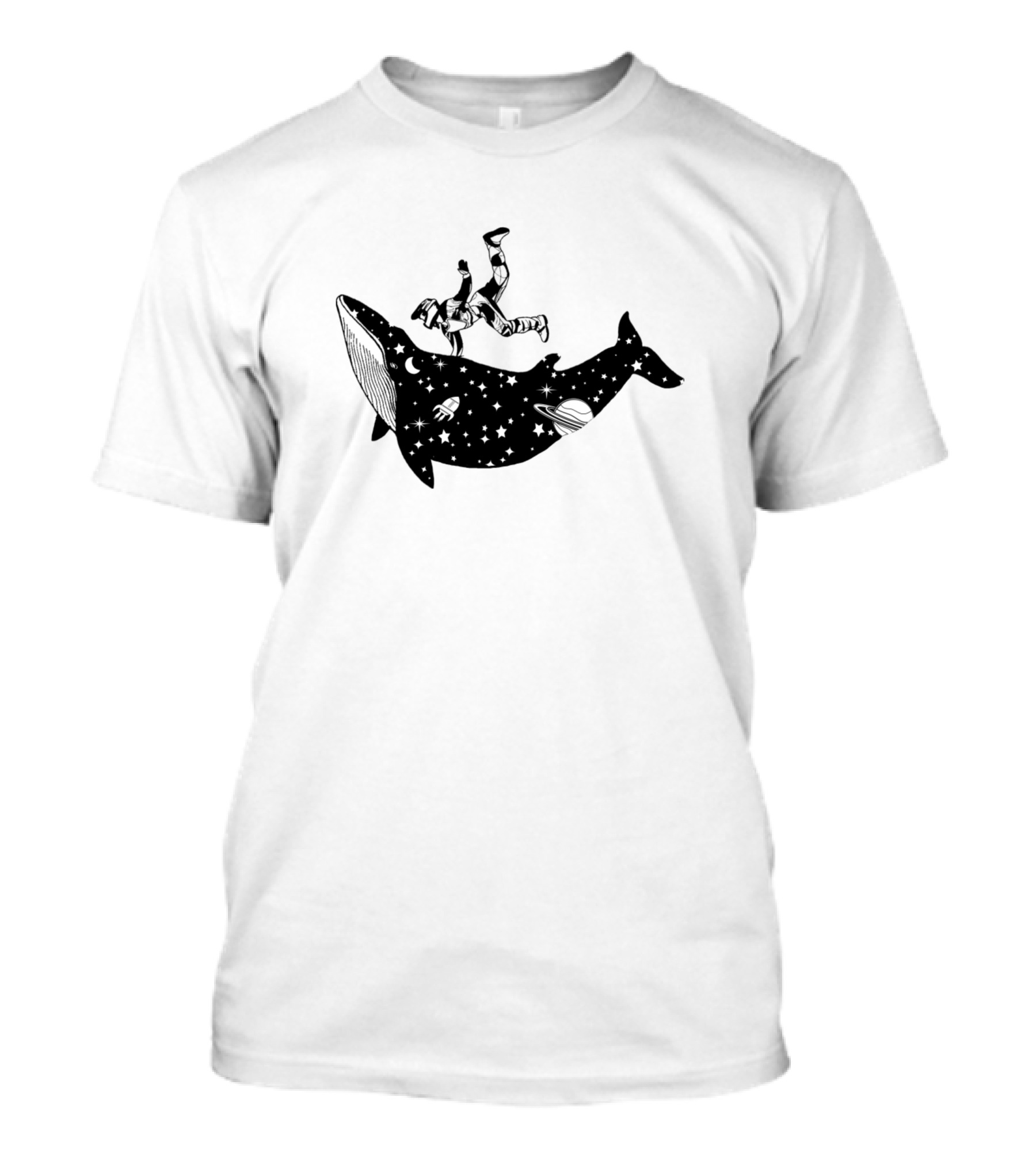Whale Space Ride Astronaut And Cosmic Stars Journey T-Shirt