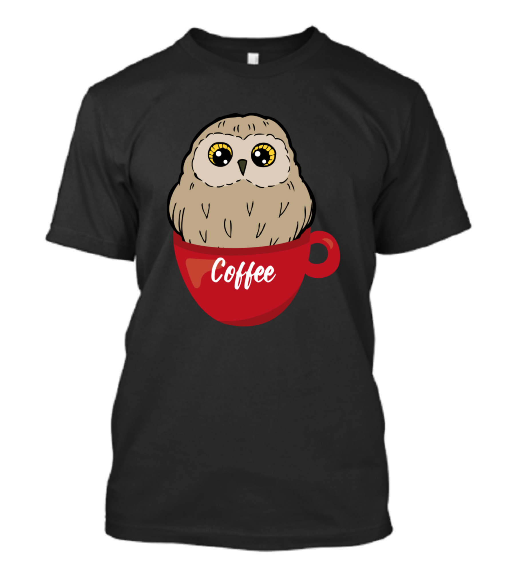Owl Coffee Lover Eagle Owl In Red Cup Coffee T-Shirt