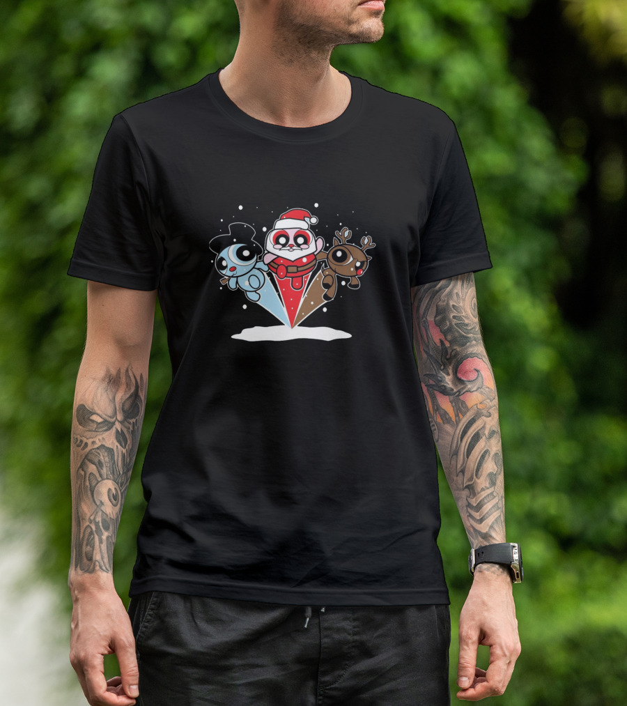 Powerpuff Girls Christmas Santa Reindeer Snow Scene T-Shirt