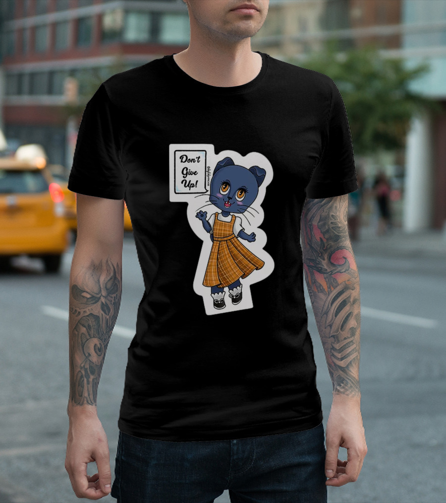 Don't Give Up Digital Princxss Pokeprincxss Cat Character in Plaid Dress T-Shirt