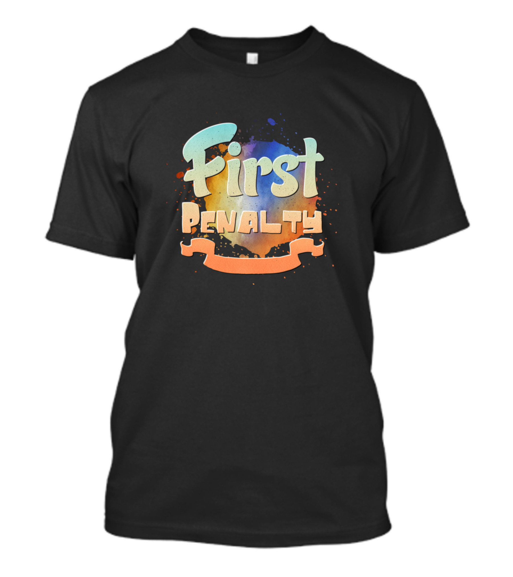First Penalty Colorful Splash Typography T-Shirt