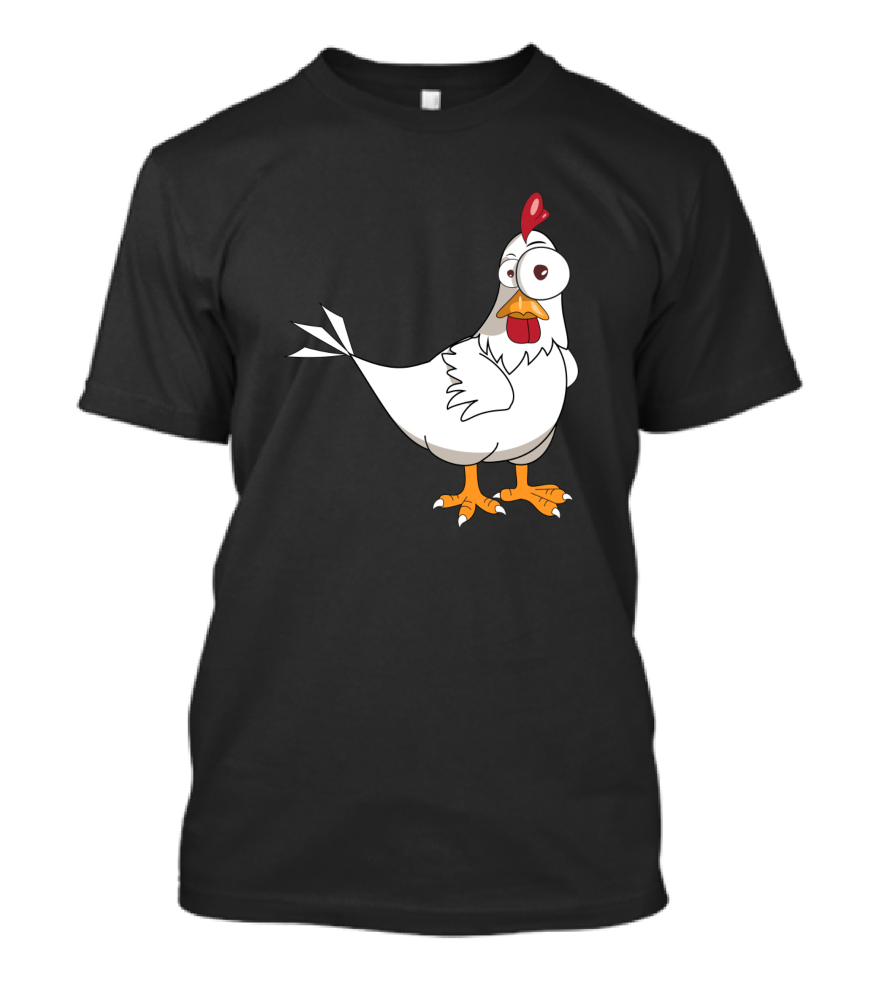 Funny Cartoon White Chicken Illustration For Boys T-Shirt