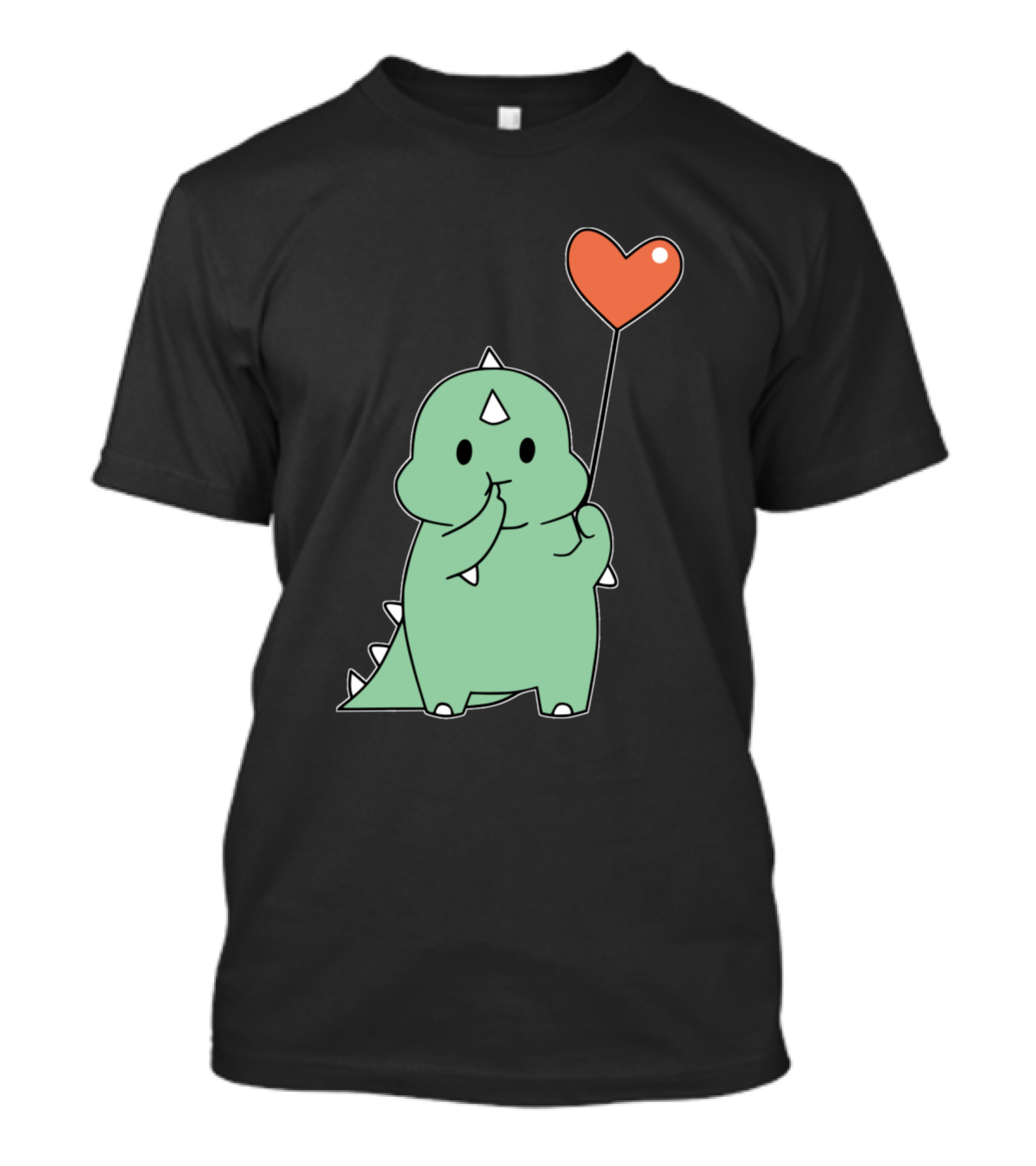 Green Dino Blowing Heart Balloon T-Shirt