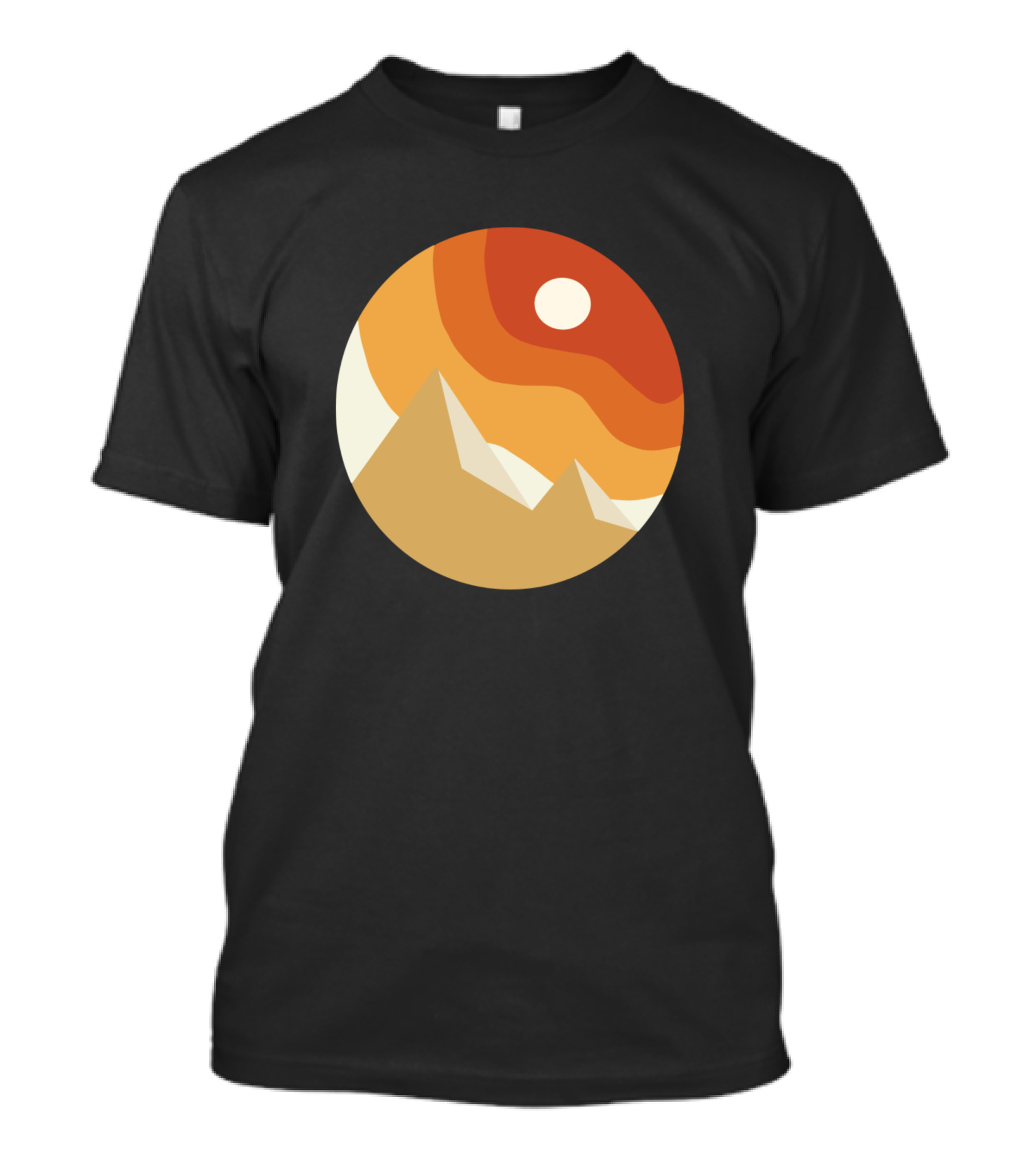 Monochrome Desert Mountains In Sunset Sphere T-Shirt