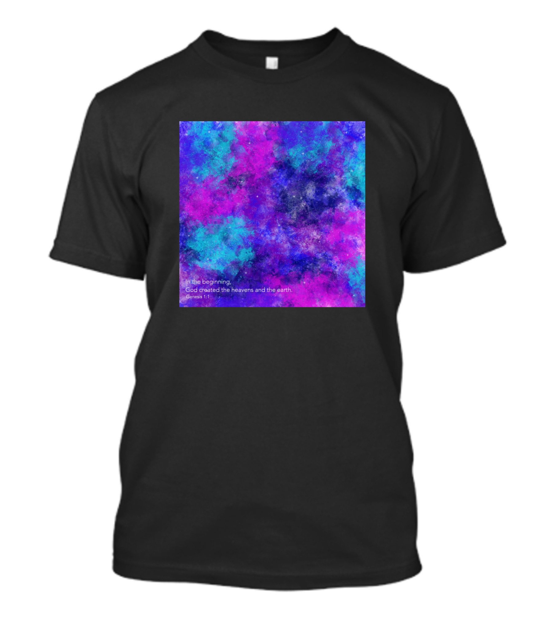 In The Beginning Genesis 1:1 God Created The Heavens And The Earth Dark Blue Purple T-Shirt