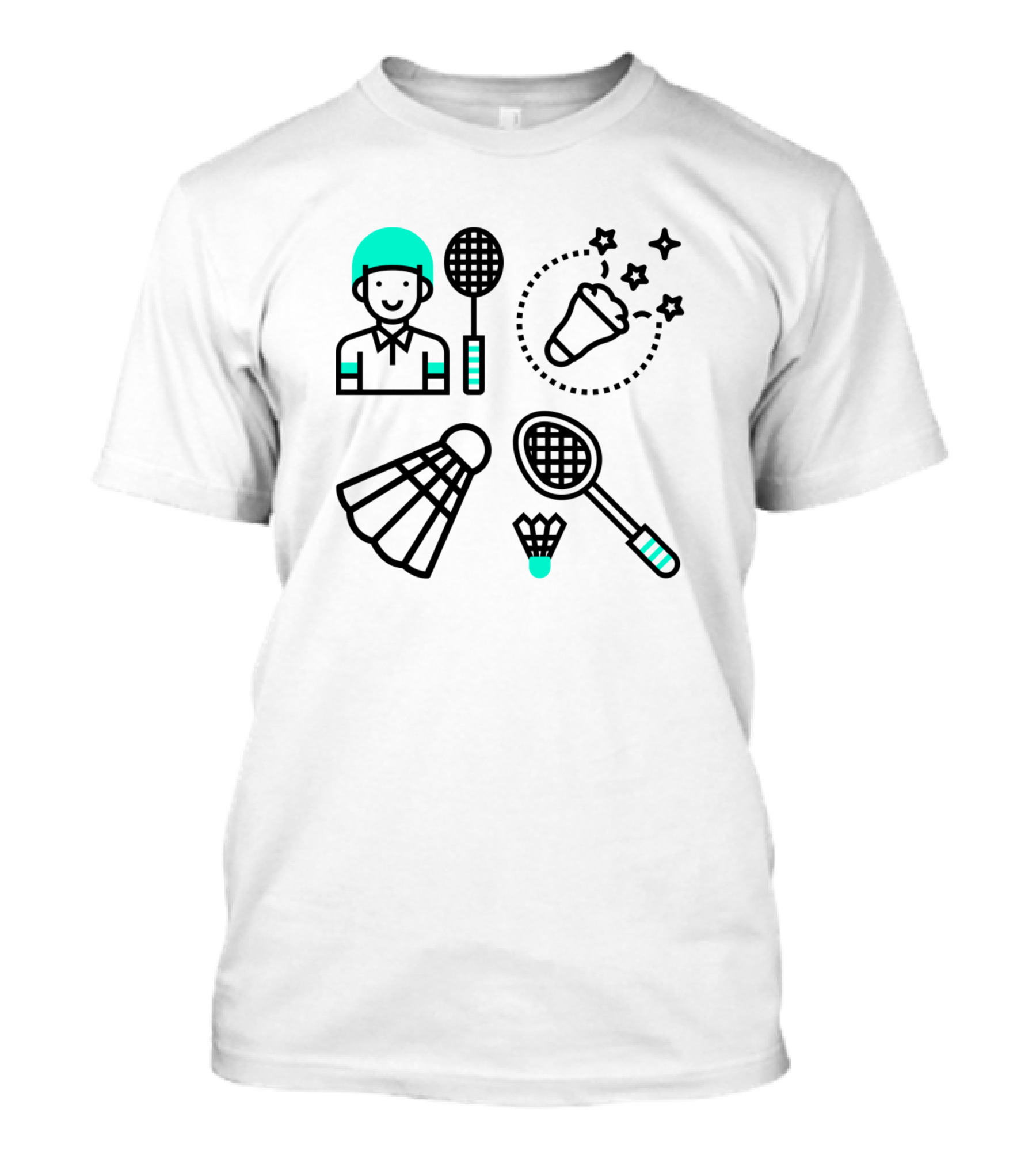 Ruls Of Serving In Badminton Player And Equipment Icons T-Shirt