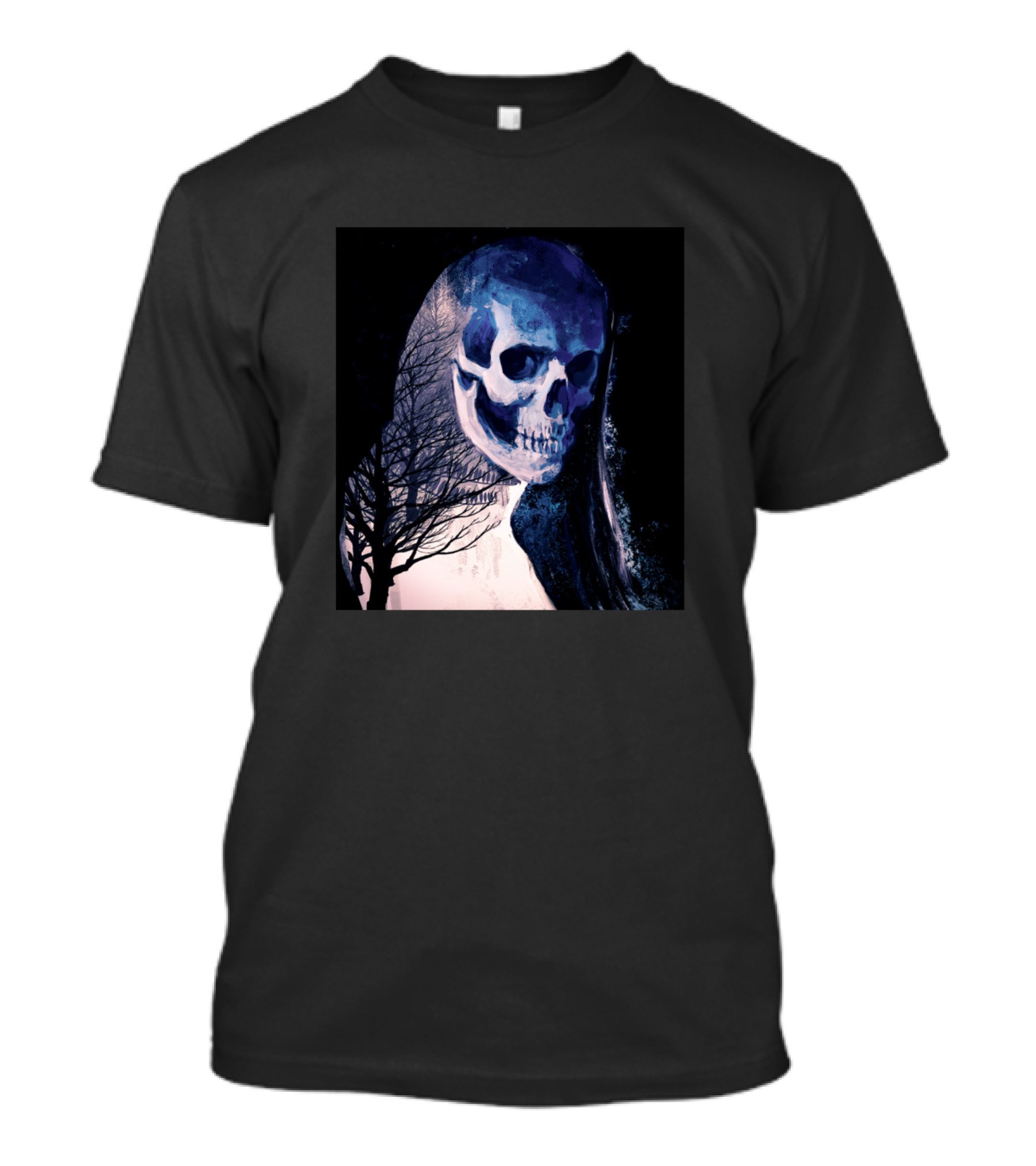 Snow Skull Winter Night Tree Ghostly Visage T-Shirt