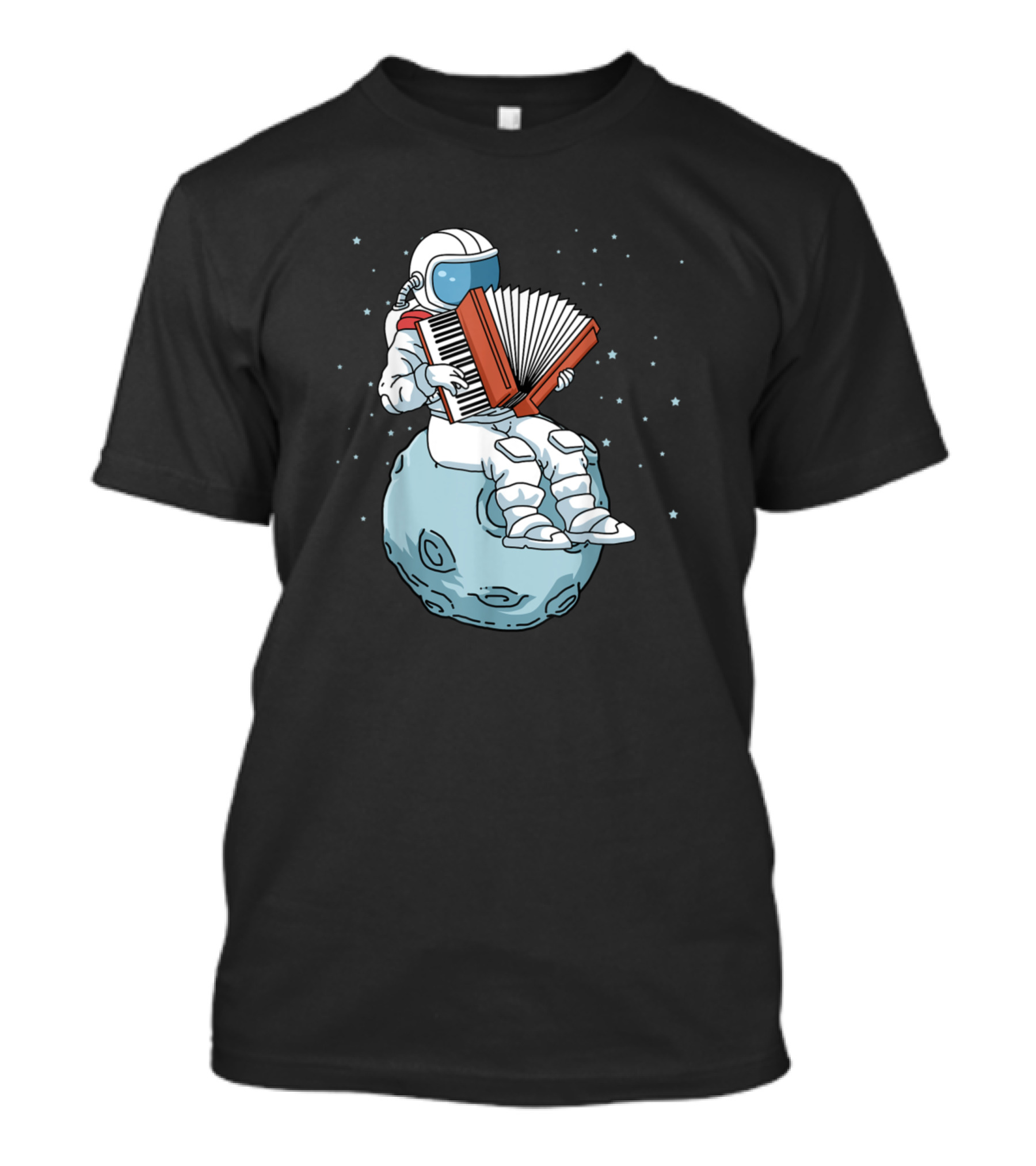 Accordion Men Accordion Music Astronaut Playing In Space T-Shirt