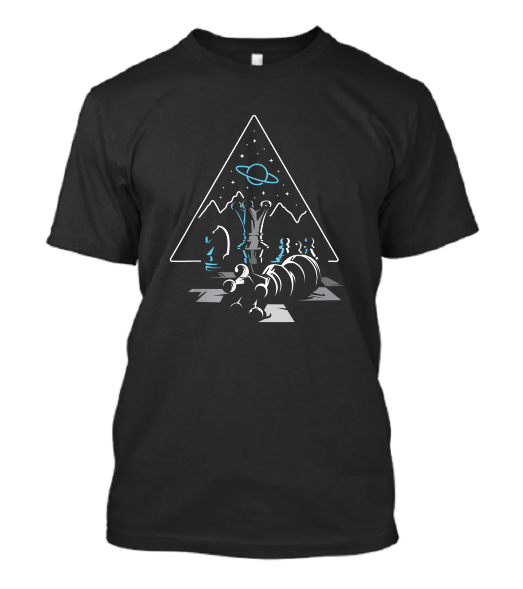 Abstract Colorful Chess Pieces Chess Lover Cosmic Landscape T-Shirt