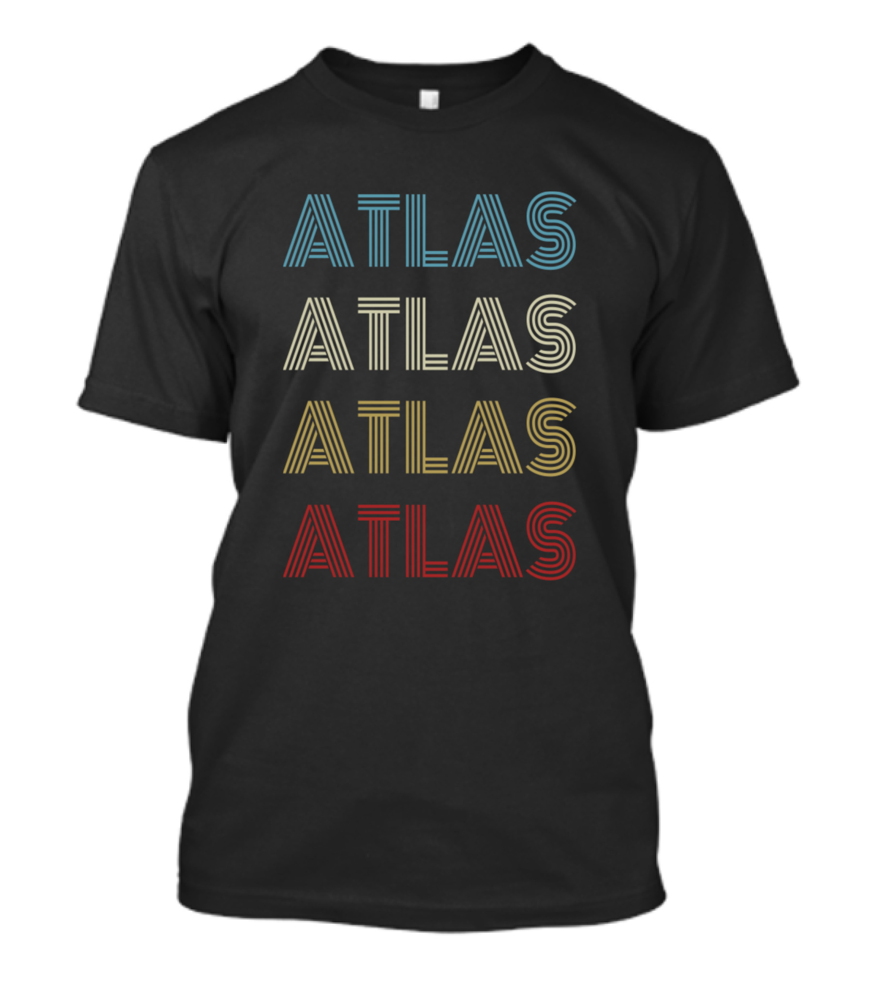 Atlas First Given Name Vintage Pride Repeated T-Shirt