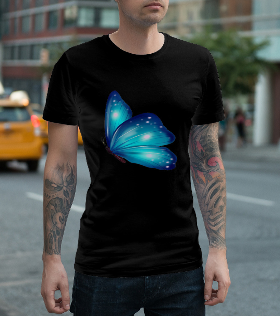 Blue Butterfly Elegant Radiance T-Shirt