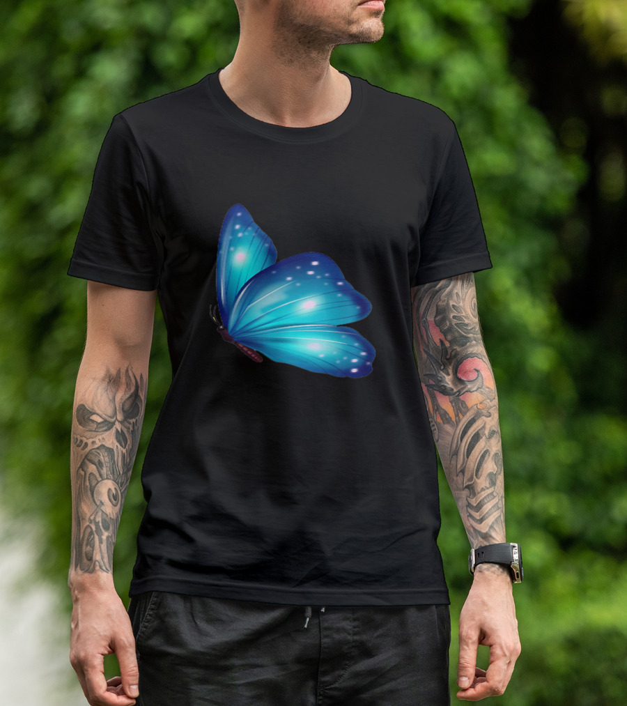 Blue Butterfly Elegant Radiance T-Shirt