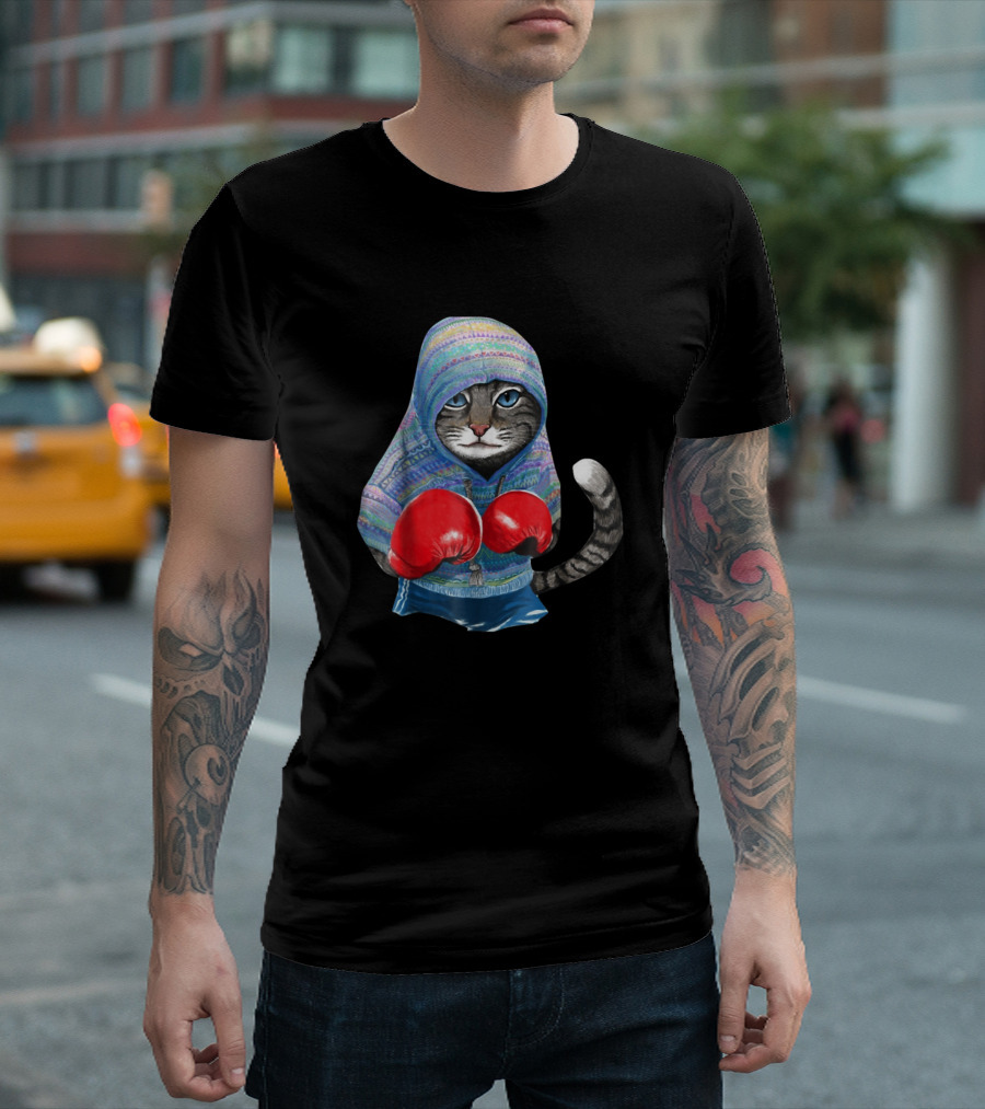 Cat In Boxing Suit with Red Gloves T-Shirt