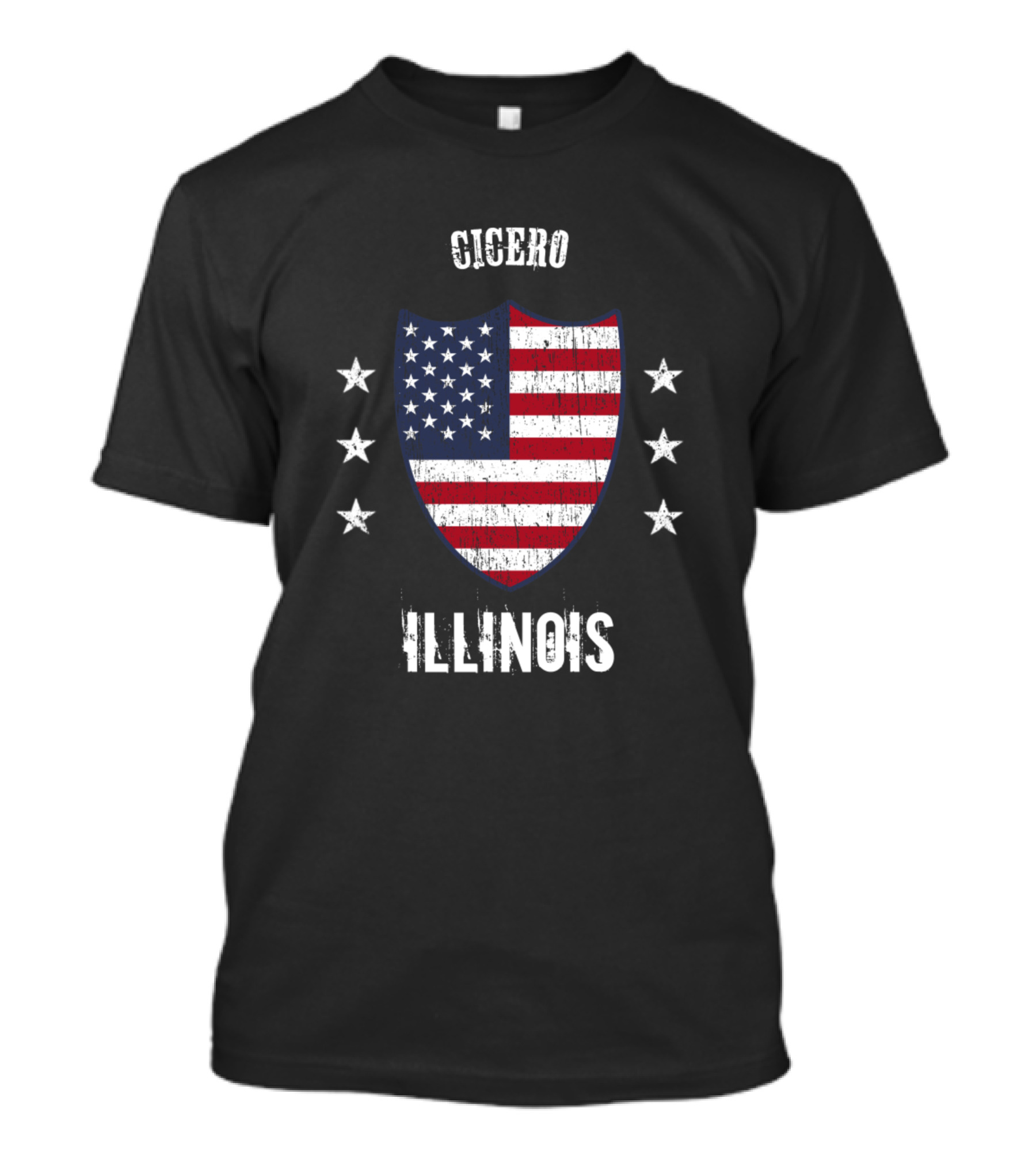 Cicero Illinois American Flag Shield And Stars T-Shirt