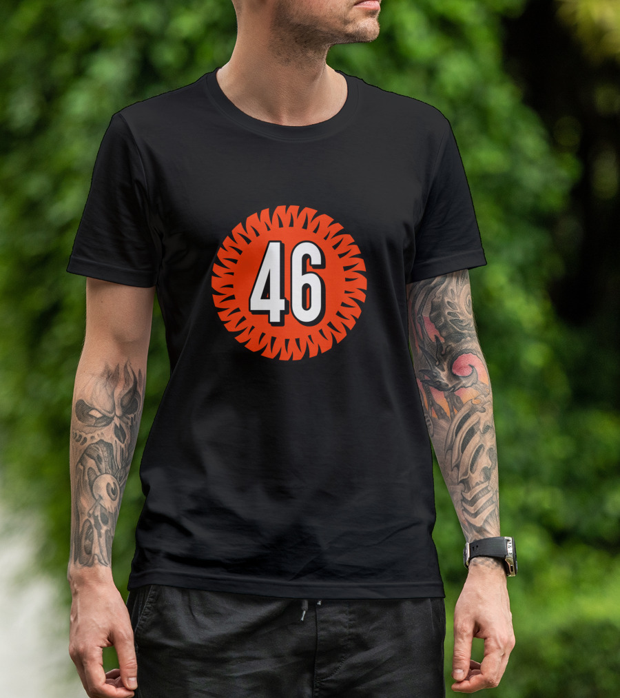 Clark Harris 46 Football Player Cincinnati Bengals Orange And Black Number T-Shirt