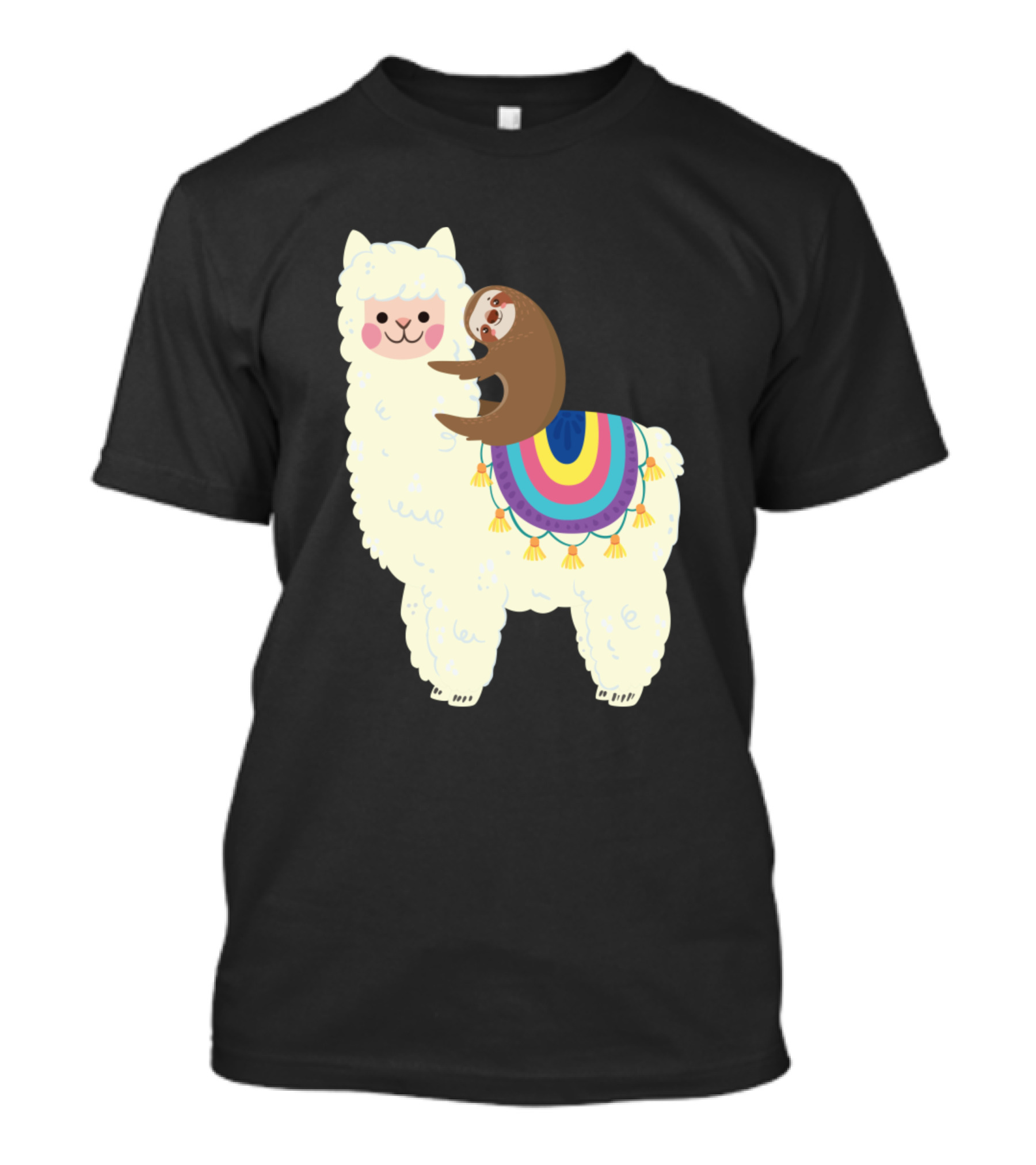 Cute Llama And Sloth Best Friends Colorful Blanket T-Shirt