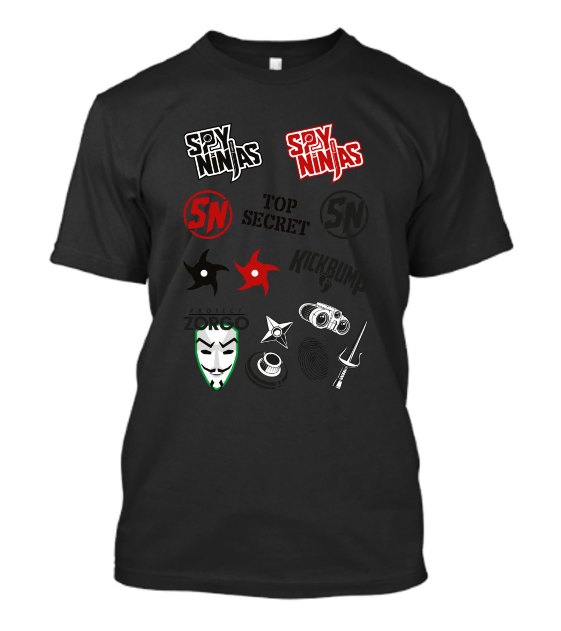 Spy Ninjas SN Top Secret Kick Bump Project Zorgo Mask Ninja Weapons Temporary Tattoo T-Shirt