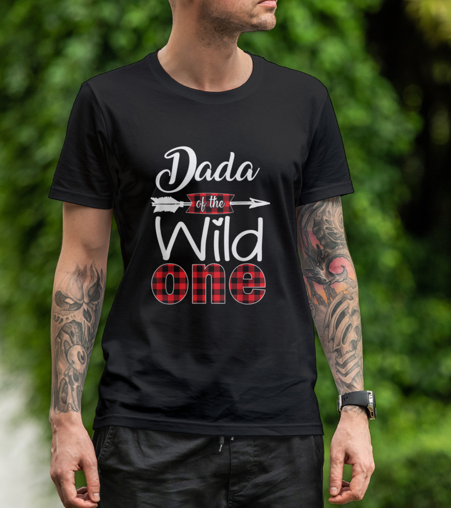 Dada Of The Wild One Buffalo Plaid Red 1st Birthday T-Shirt