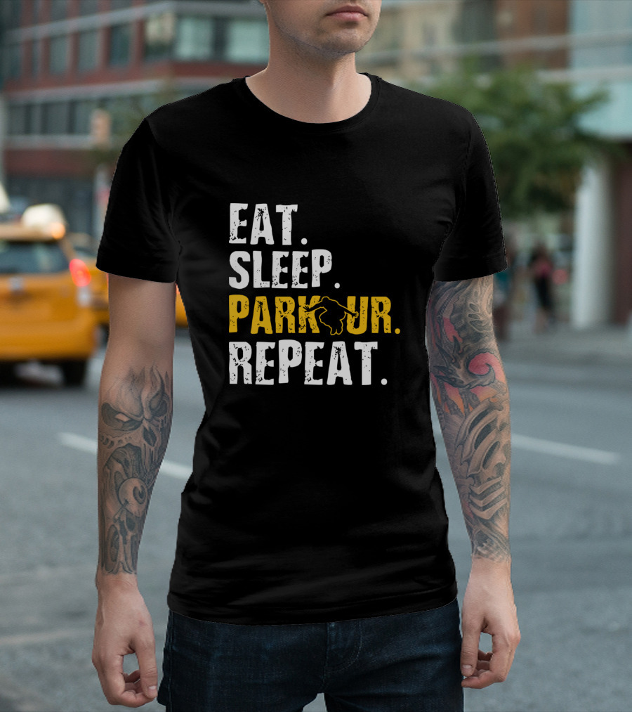 Eat Sleep Parkour Repeat Team Silhouette Active Lifestyle T-Shirt