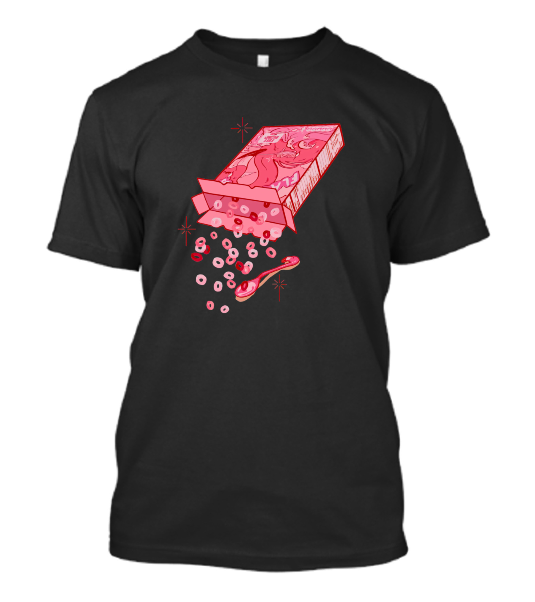 Flamingo Bird Cereal With Spoon And Loops T-Shirt
