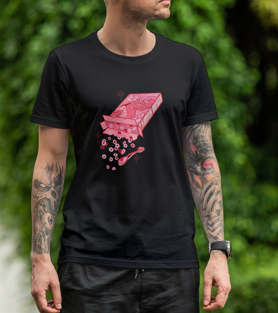 Flamingo Bird Cereal With Spoon And Loops T-Shirt