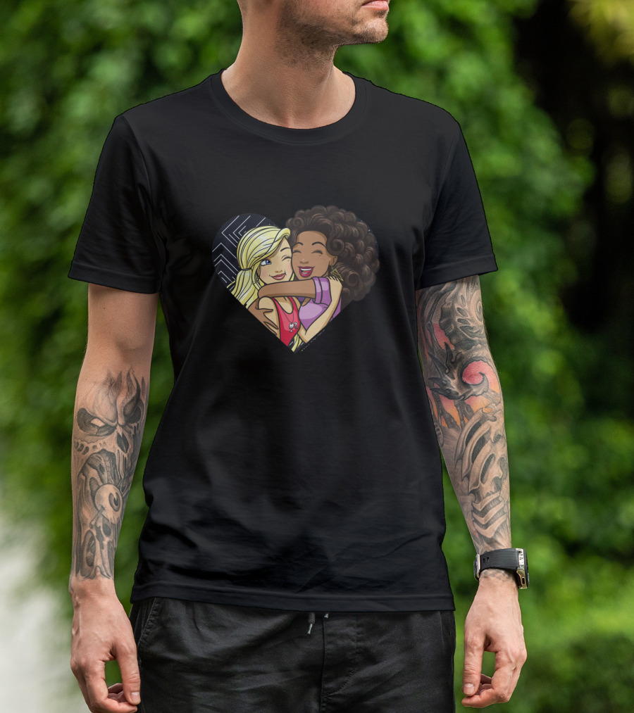 Girl Friends Hugging Heart T-Shirt