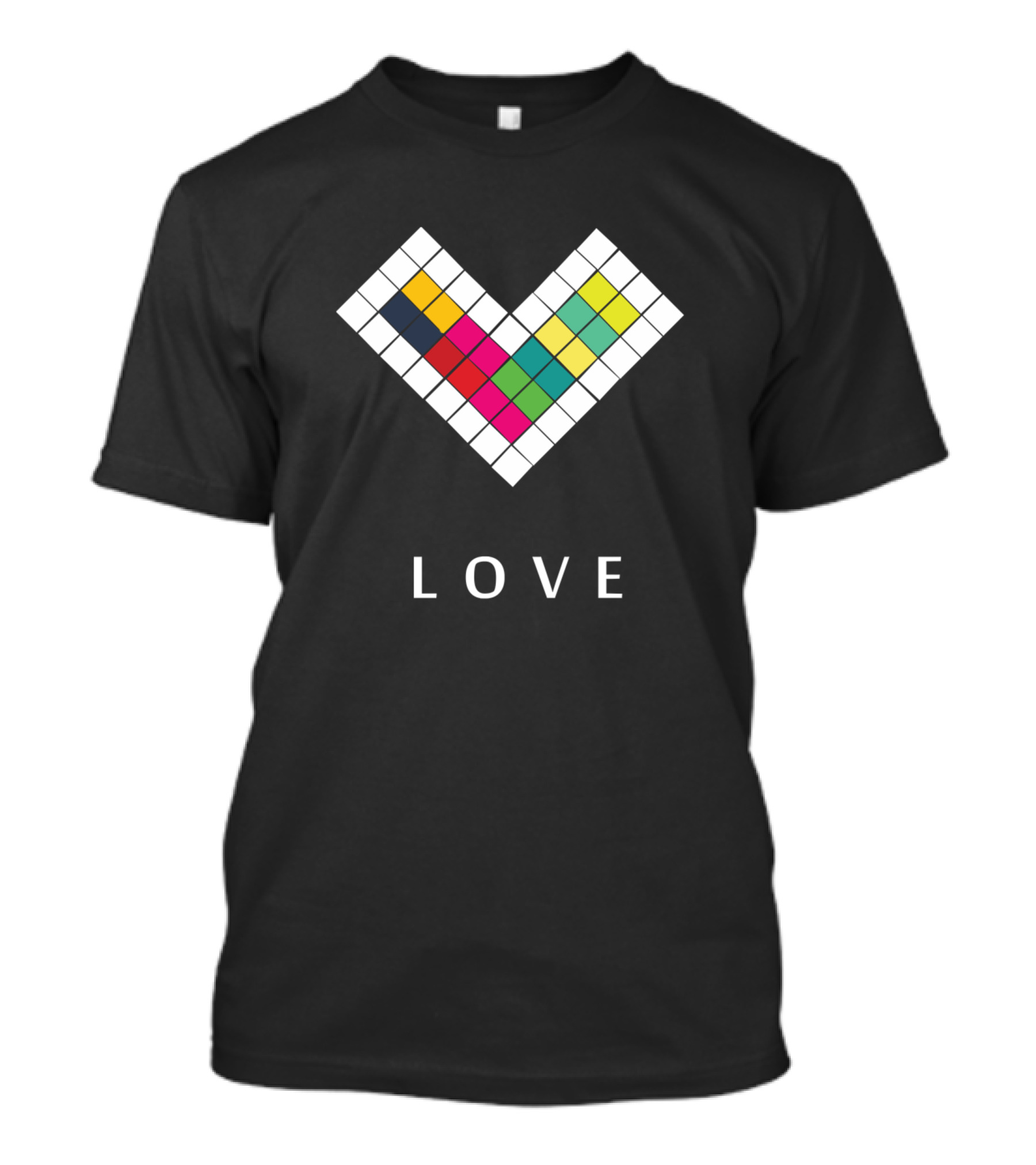 Love Heart Cubes Pixelated T-Shirt