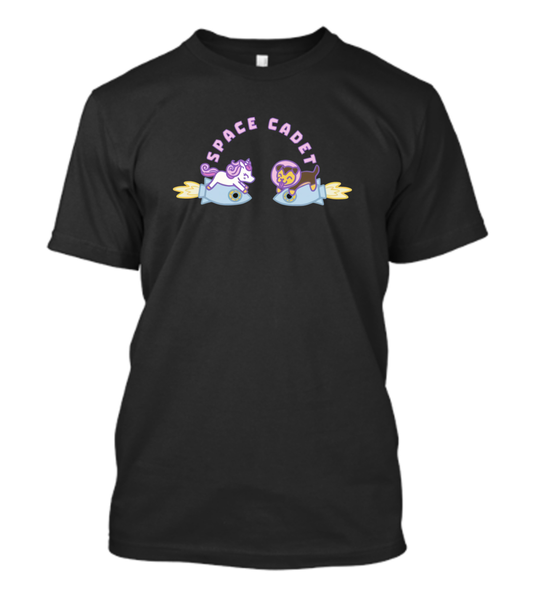 Laurenzside Space Cadet Unicorn Flying Rocket Duo T-Shirt