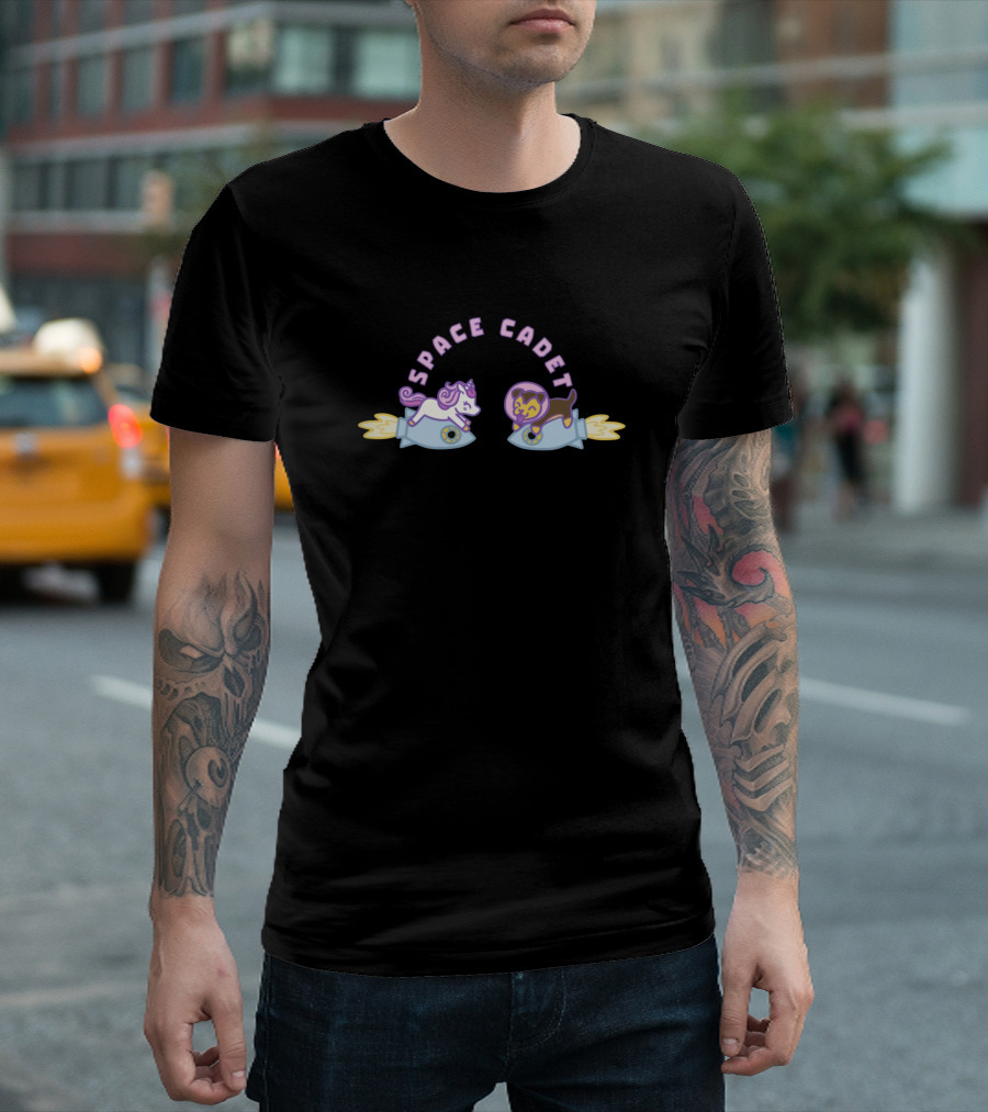 Laurenzside Space Cadet Unicorn Flying Rocket Duo T-Shirt
