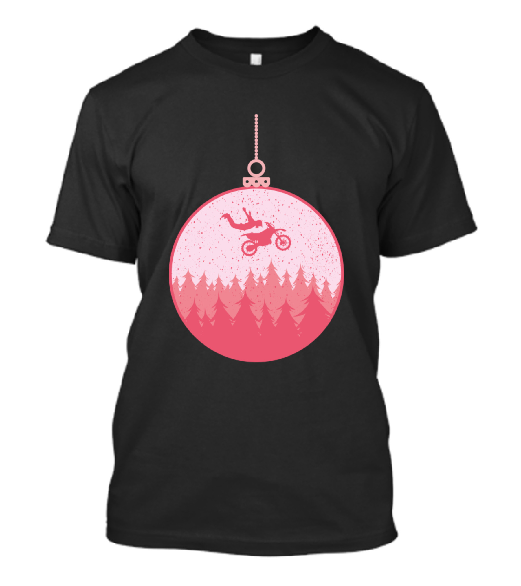 Motoxmas Christmas Ornament With Motocross Rider In Forest T-Shirt