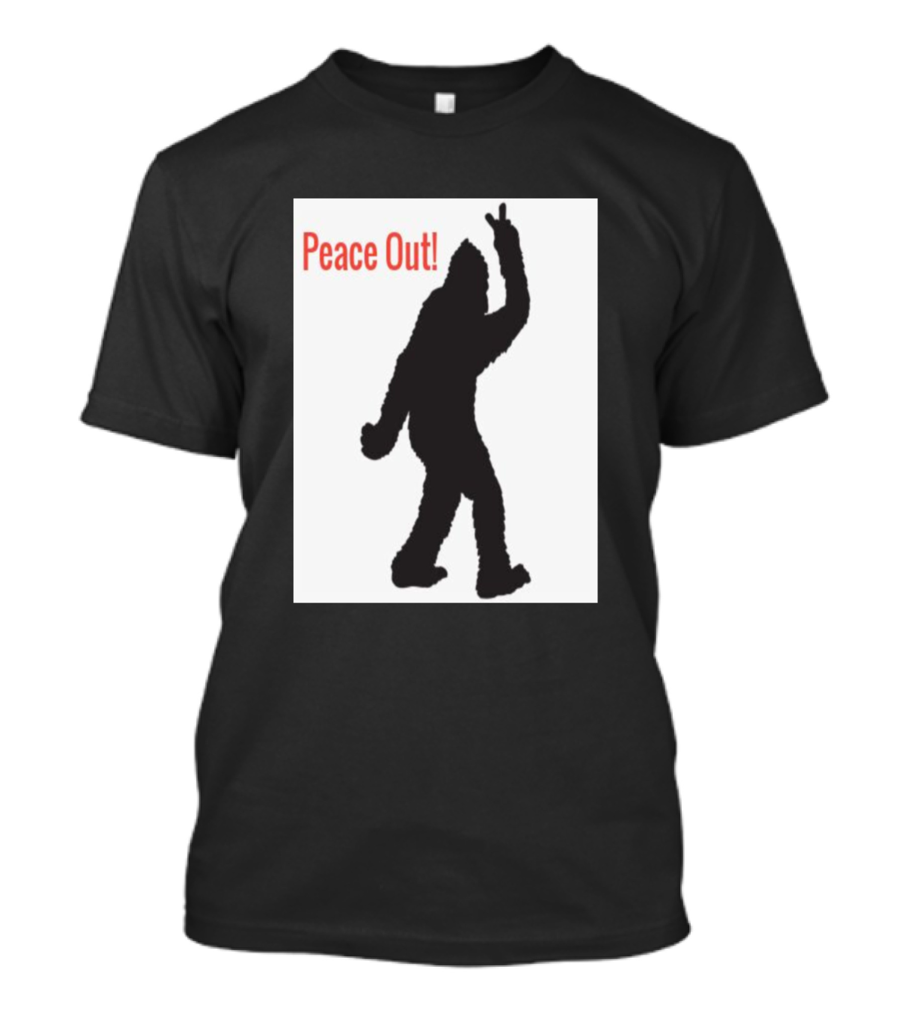 Peace Out Squatch Silhouette Bigfoot Gesture T-Shirt
