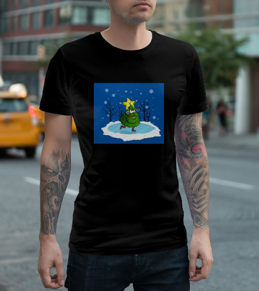Ice Skating Christmas Tree and Star Friends T-Shirt