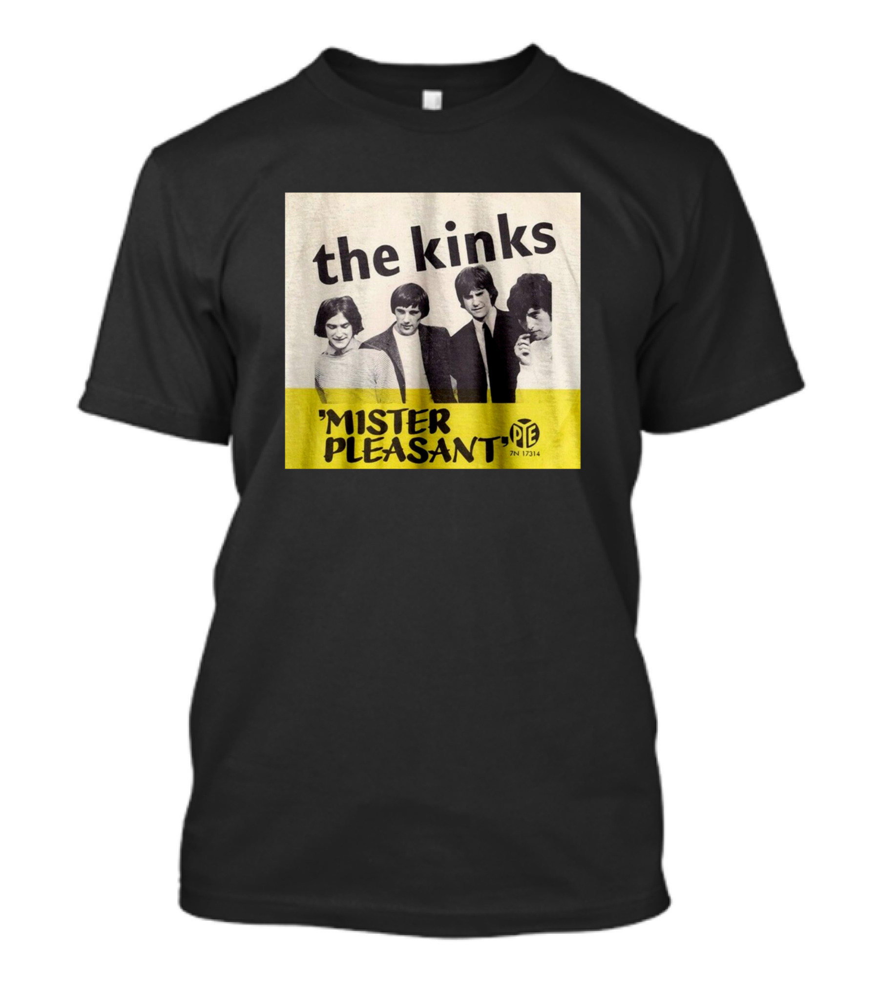 The Kinks Mister Pleasant Pye Record Label Black And White Band Photo T-Shirt