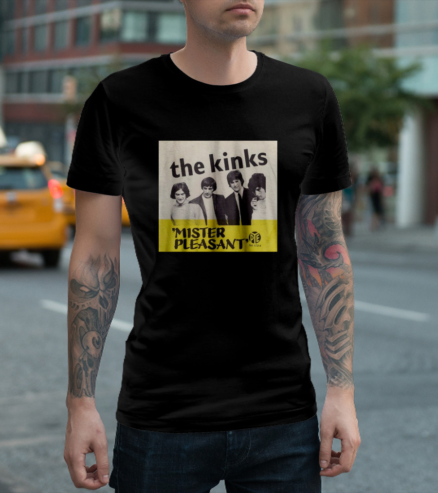 The Kinks Mister Pleasant Pye Record Label Black And White Band Photo T-Shirt