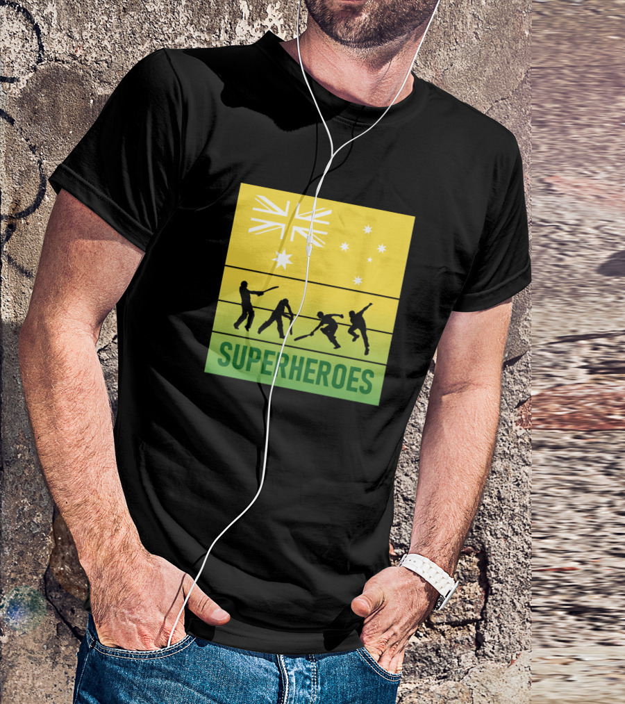 Australian Cricket Superheroes Flag T-Shirt