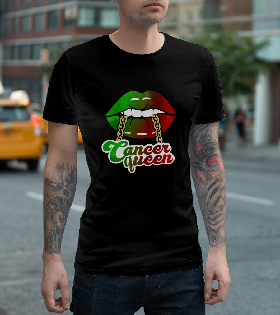Cancer Queen Lips African Colors Birthday Women T-Shirt