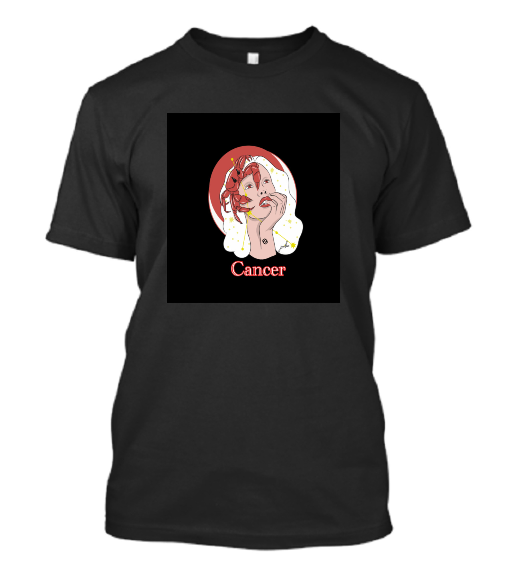 Cancer Zodiac Illustration With Crab And Celestial Stars T-Shirt